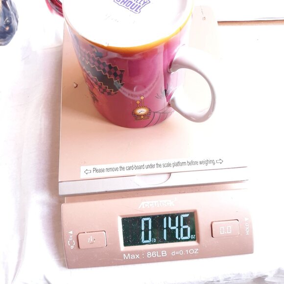 Totally Ghoul Halloween Witch Ceramic Mug Pink/Orange Harlequin Cat & Bat Design - Picture 7 of 7